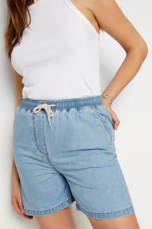 Evans LTS Tall Light Blue Tie Waist Denim Shorts