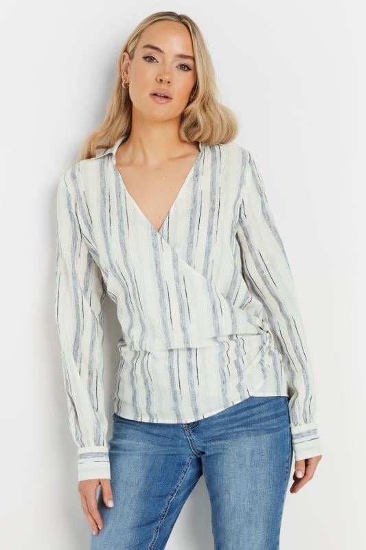 Evans LTS Tall Light Blue Woven Wrap Shirt