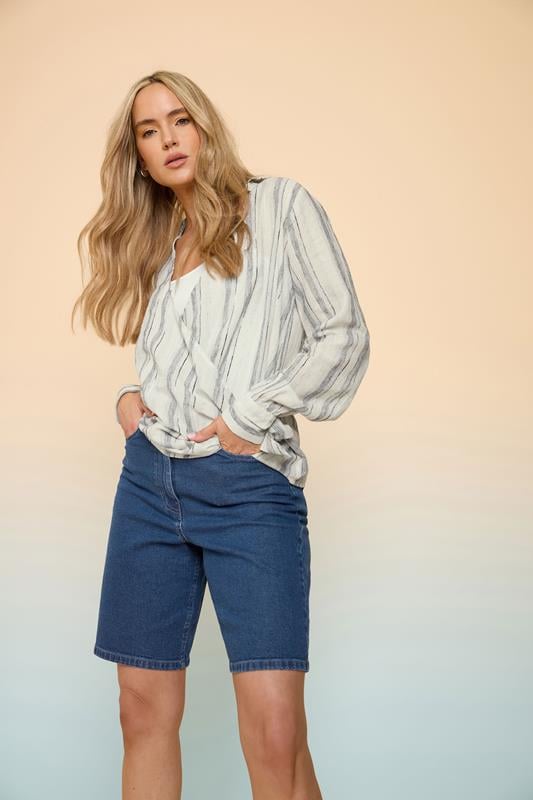 evans LTS Tall Light Blue Woven Wrap Shirt