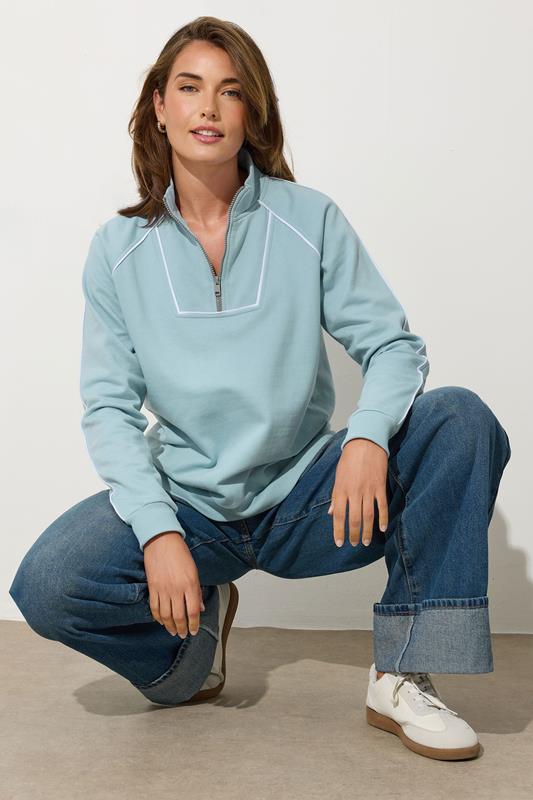 Evans LTS Tall Light Blue Zip Sweatshirt