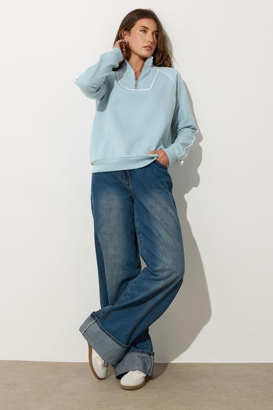 Evans LTS Tall Light Blue Zip Sweatshirt