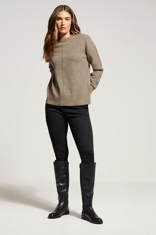 Evans LTS Tall Light Brown Seam Front Jumper