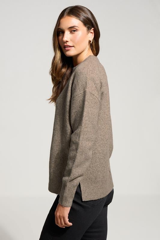 Evans LTS Tall Light Brown Seam Front Jumper