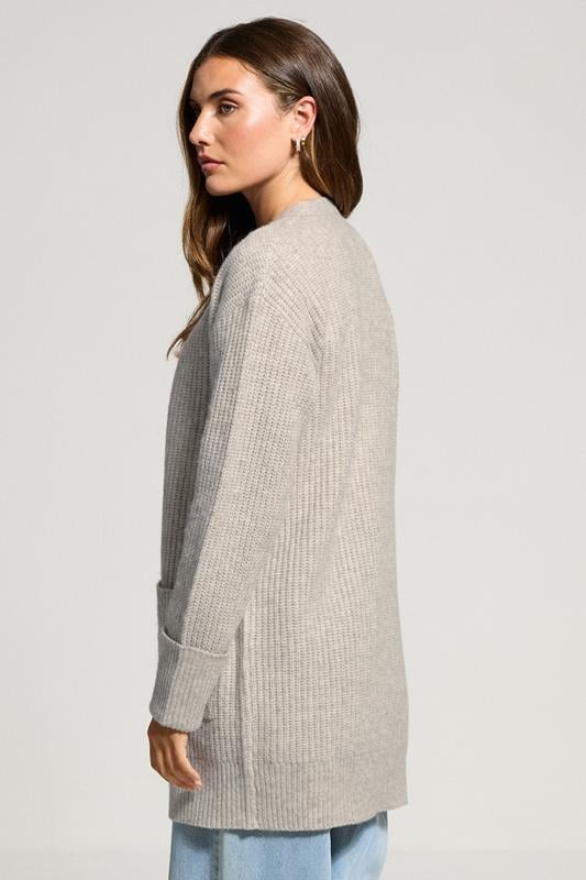 Evans LTS Tall Light Grey Knitted Midi Cardigan