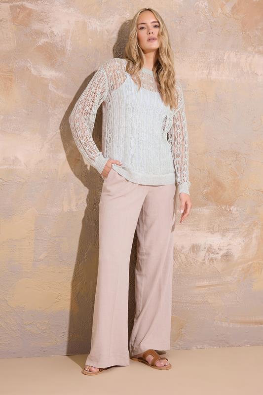 Evans LTS Tall Light Grey Metallic Crochet Jumper