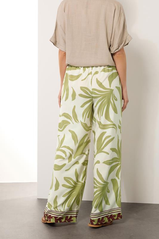 Evans LTS Tall Lime Green Palm Wide Leg Trousers