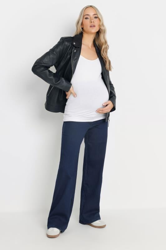 Evans LTS Tall Maternity Dark Blue Wide Leg Jeans