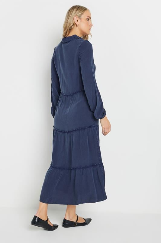 Evans LTS Tall Navy Blue Acid Wash Tiered Dress