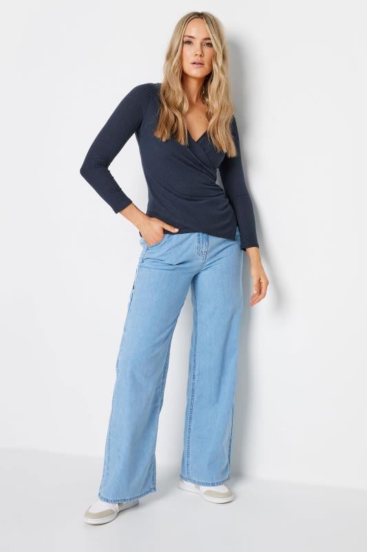 Evans LTS Tall Navy Blue Asymmetric Wrap Top