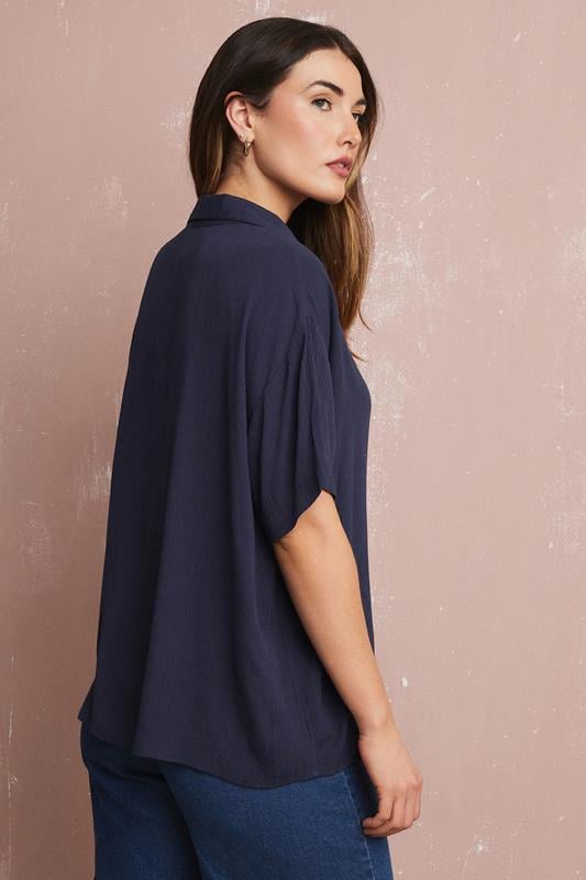 Evans LTS Tall Navy Blue Cotton Crinkle Shirt