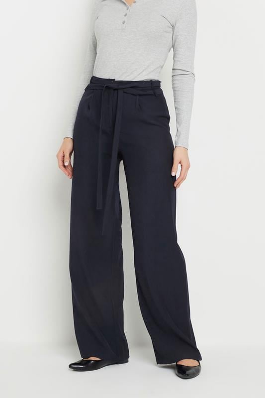 Evans LTS Tall Navy Blue Double Belt Tie Trousers