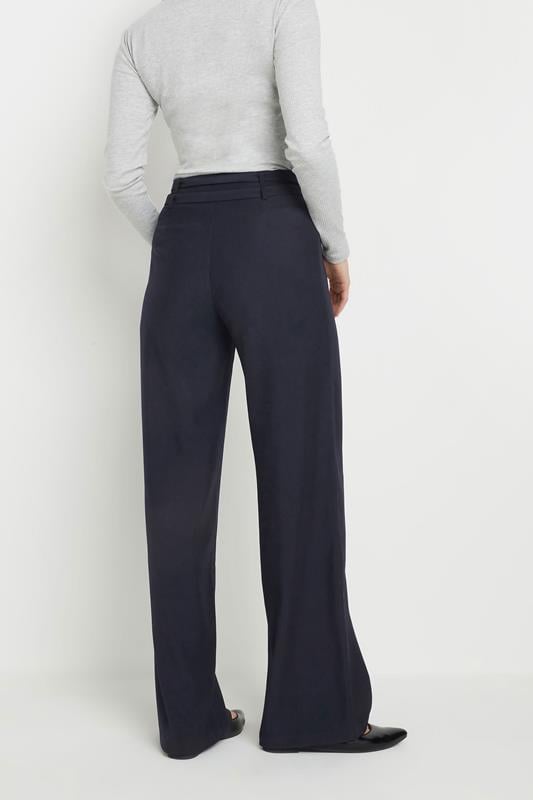 Evans LTS Tall Navy Blue Double Belt Tie Trousers