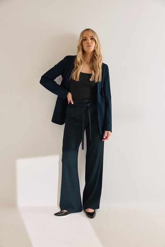 evans LTS Tall Navy Blue Double Belt Tie Trousers