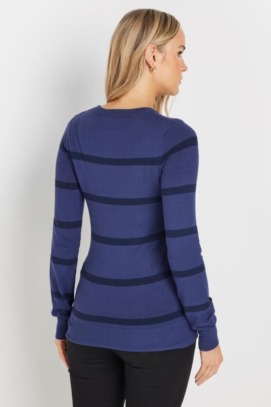 Evans LTS Tall Navy Blue Fine Knit Striped Jumper