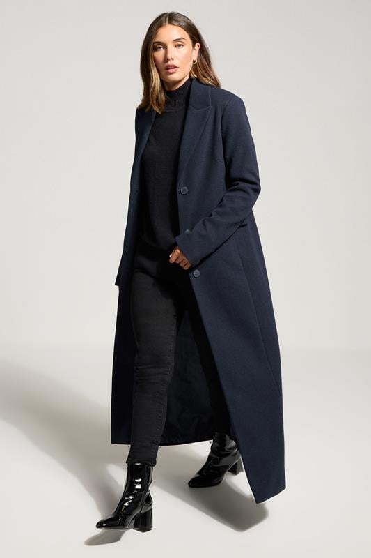 Evans LTS Tall Navy Blue Formal Maxi Coat