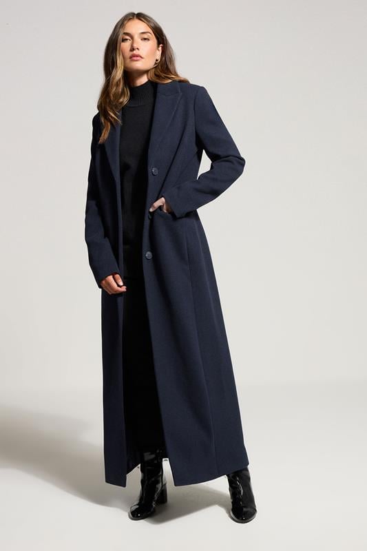 evans LTS Tall Navy Blue Formal Maxi Coat