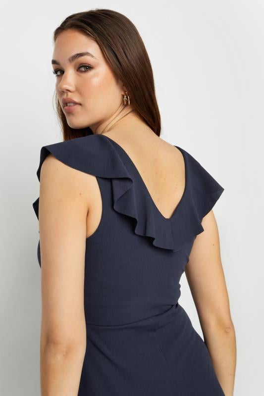 Evans LTS Tall Navy Blue Frill Wrap Midi Dress
