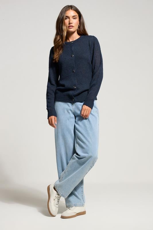 Evans LTS Tall Navy Blue Knitted Button Cardigan