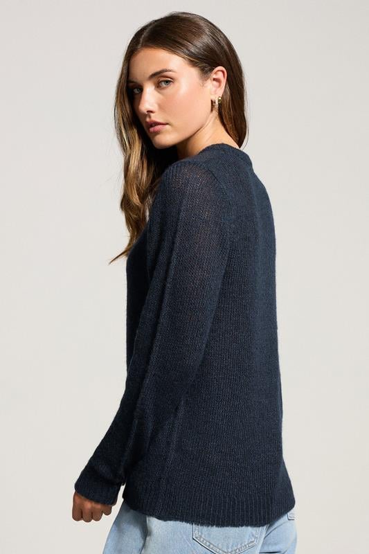 Evans LTS Tall Navy Blue Knitted Button Cardigan