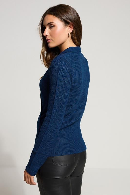 Evans LTS Tall Navy Blue Knitted Wrap Jumper