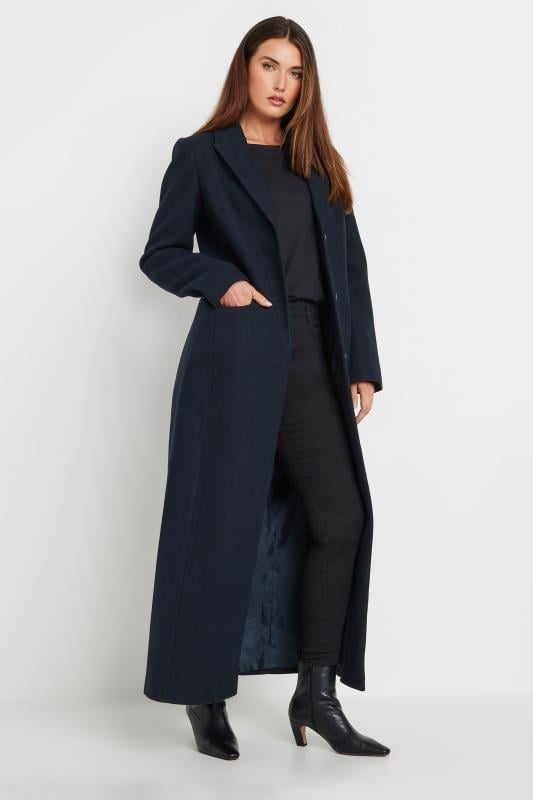 Evans LTS Tall Navy Blue Maxi City Coat