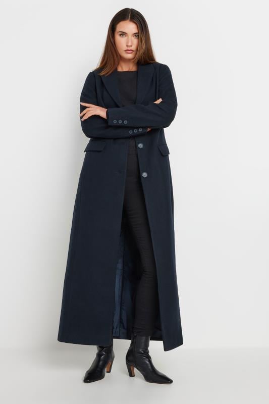 evans LTS Tall Navy Blue Maxi City Coat