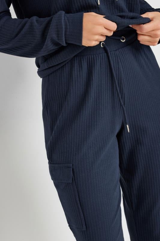 Evans LTS Tall Navy Blue Ribbed Cargo Joggers