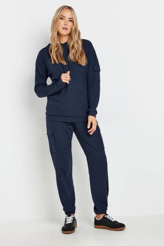 evans LTS Tall Navy Blue Ribbed Cargo Joggers