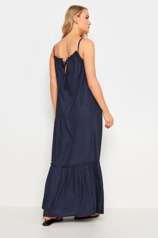 Evans LTS Tall Navy Blue Ruched Neck Maxi Dress