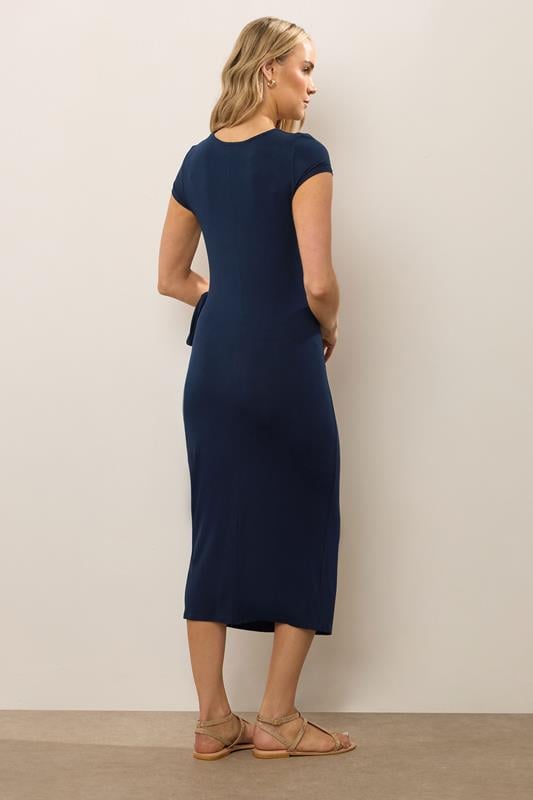 Evans LTS Tall Navy Blue Ruched Tie Midi Dress