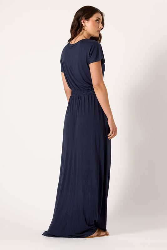 Evans LTS Tall Navy Blue Shirred Waist Maxi Dress