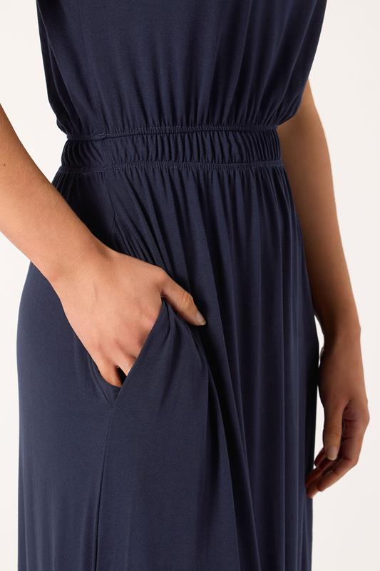 Evans LTS Tall Navy Blue Shirred Waist Maxi Dress
