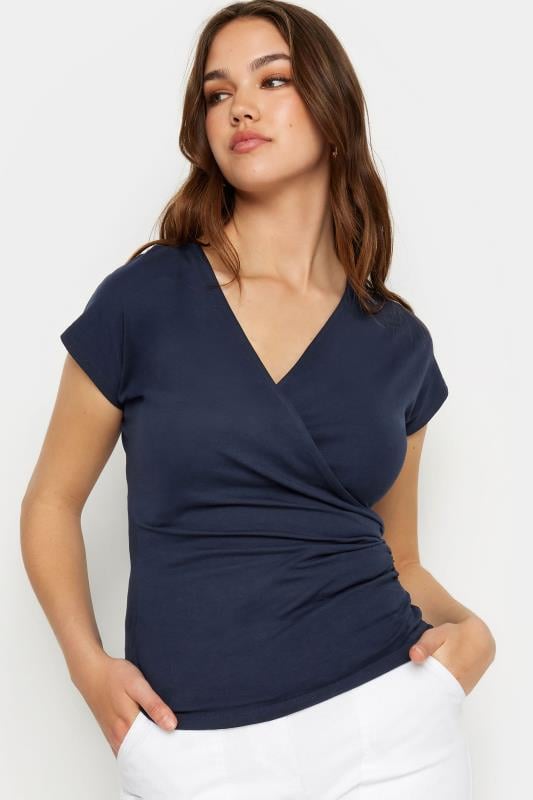 Evans LTS Tall Navy Blue Short Sleeve Wrap Top