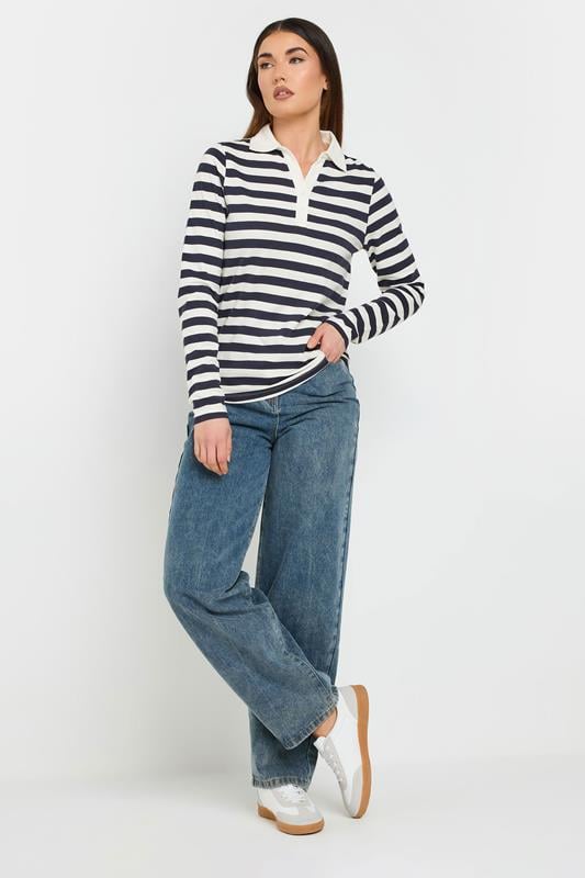 Evans LTS Tall Navy Blue Stripe Placket Polo Top
