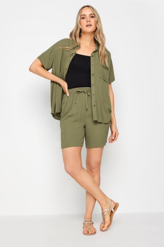 Evans LTS Tall Olive Green Textured Shorts