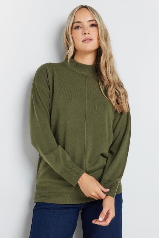 evans LTS Tall Olive Green Turtle Neck Jumper