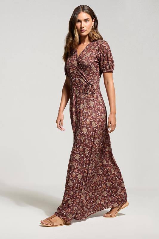 Evans LTS Tall Orange Paisley Wrap Maxi Dress