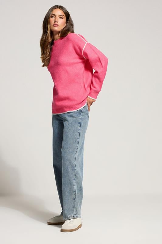 Evans LTS Tall Pink Contrast Piping Jumper