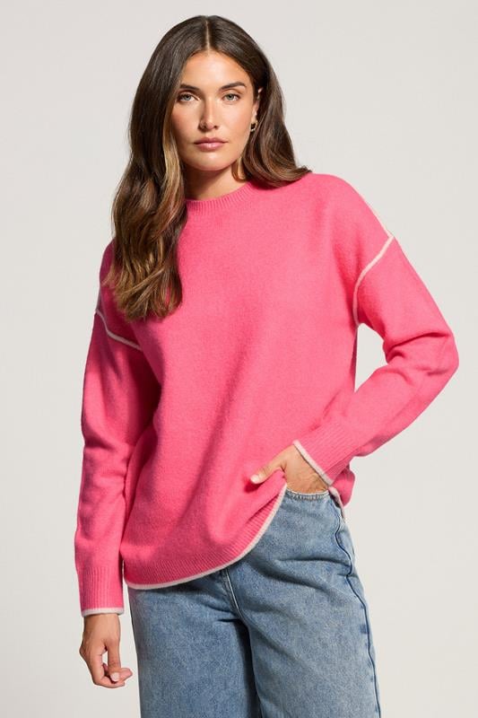 evans LTS Tall Pink Contrast Piping Jumper