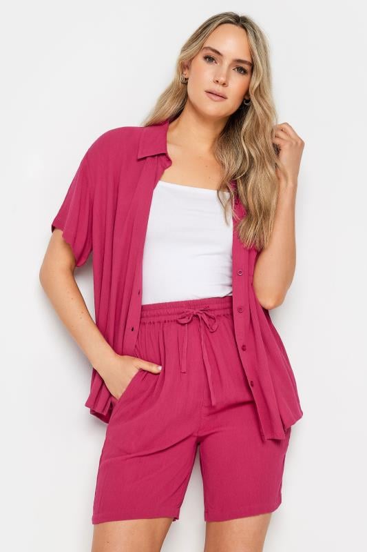 Evans LTS Tall Pink Textured Shorts