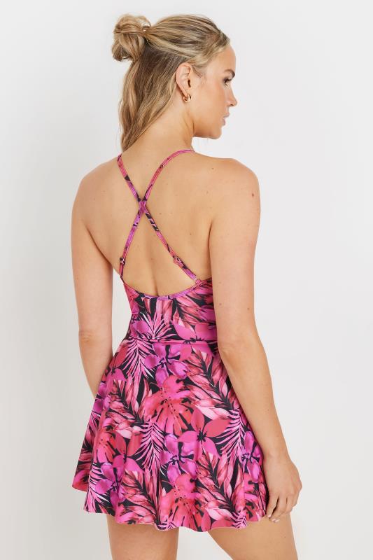 Evans LTS Tall Pink Tropical Palm Skirted Swimsuit