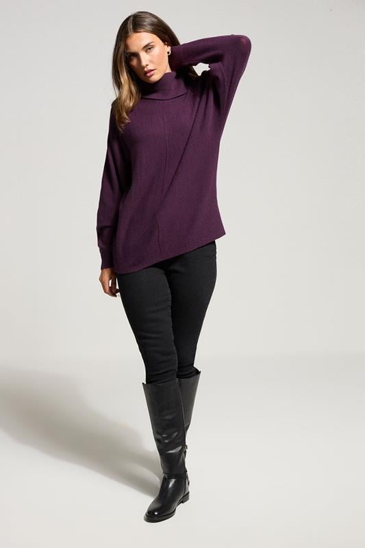 Evans LTS Tall Purple Batwing Roll Neck Jumper