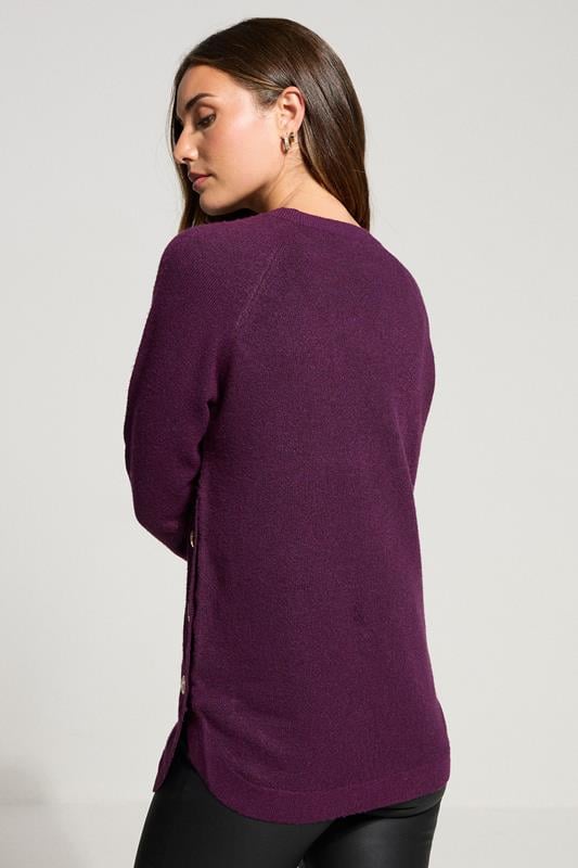Evans LTS Tall Purple Knitted Button Side Jumper