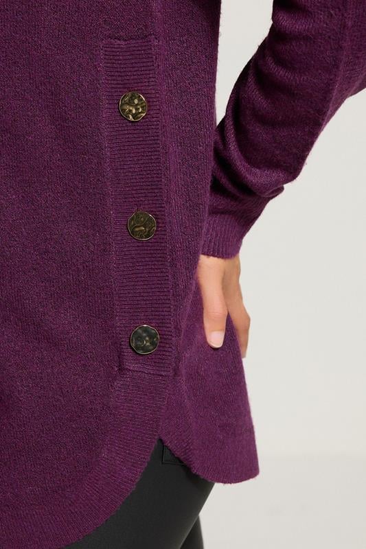 Evans LTS Tall Purple Knitted Button Side Jumper