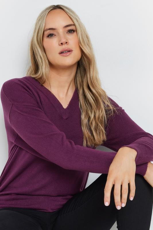 Evans LTS Tall Purple Long Sleeve V-Neck Jumper
