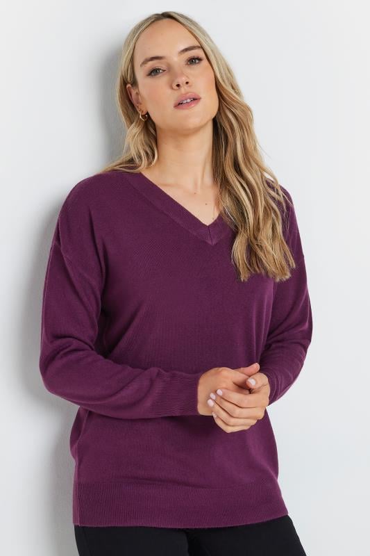 evans LTS Tall Purple Long Sleeve V-Neck Jumper