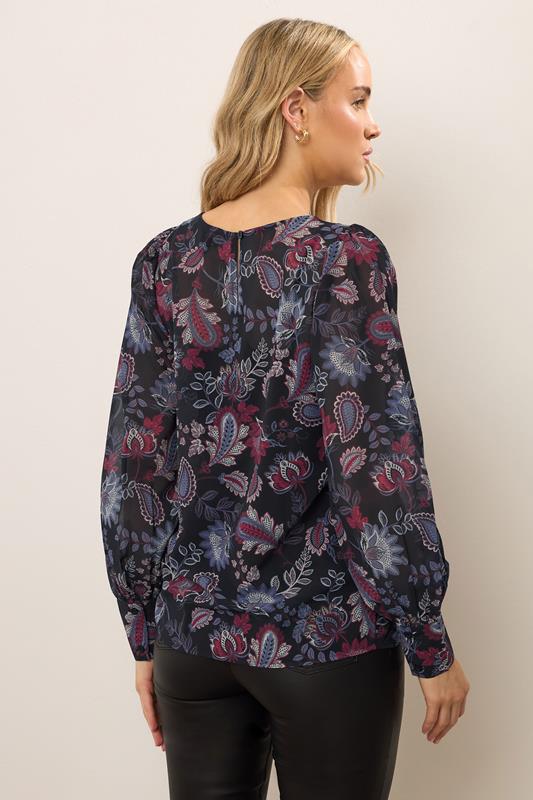 Evans LTS Tall Purple Paisley Sheer Blouse