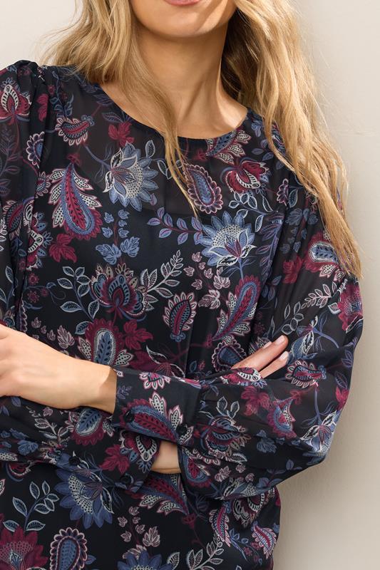 Evans LTS Tall Purple Paisley Sheer Blouse