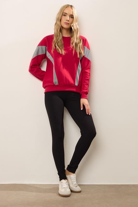 Evans LTS Tall Red Colour Block Sweatshirt