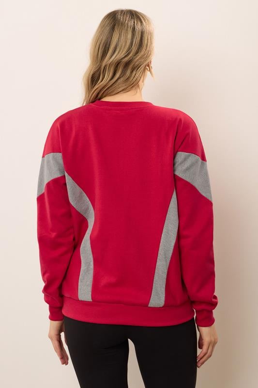 Evans LTS Tall Red Colour Block Sweatshirt